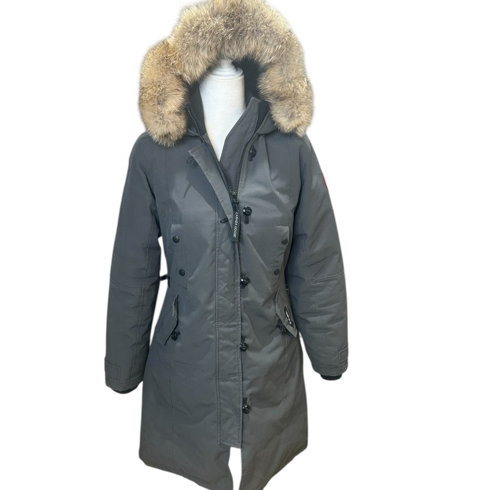 Canada Goose Kensington Grey Down Parka with Genuine Coyote Fur Trim, SP